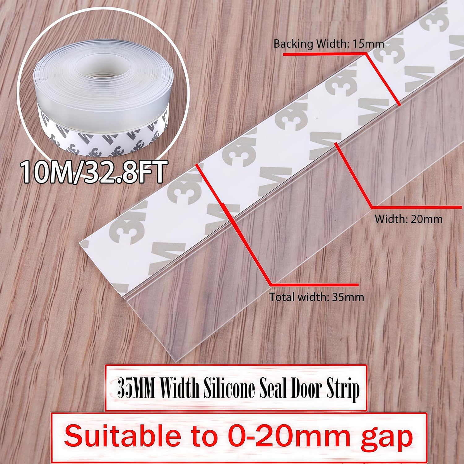 Detalle de Silicone Seal Door Strip Bottom 8m (35mm) ๐ช