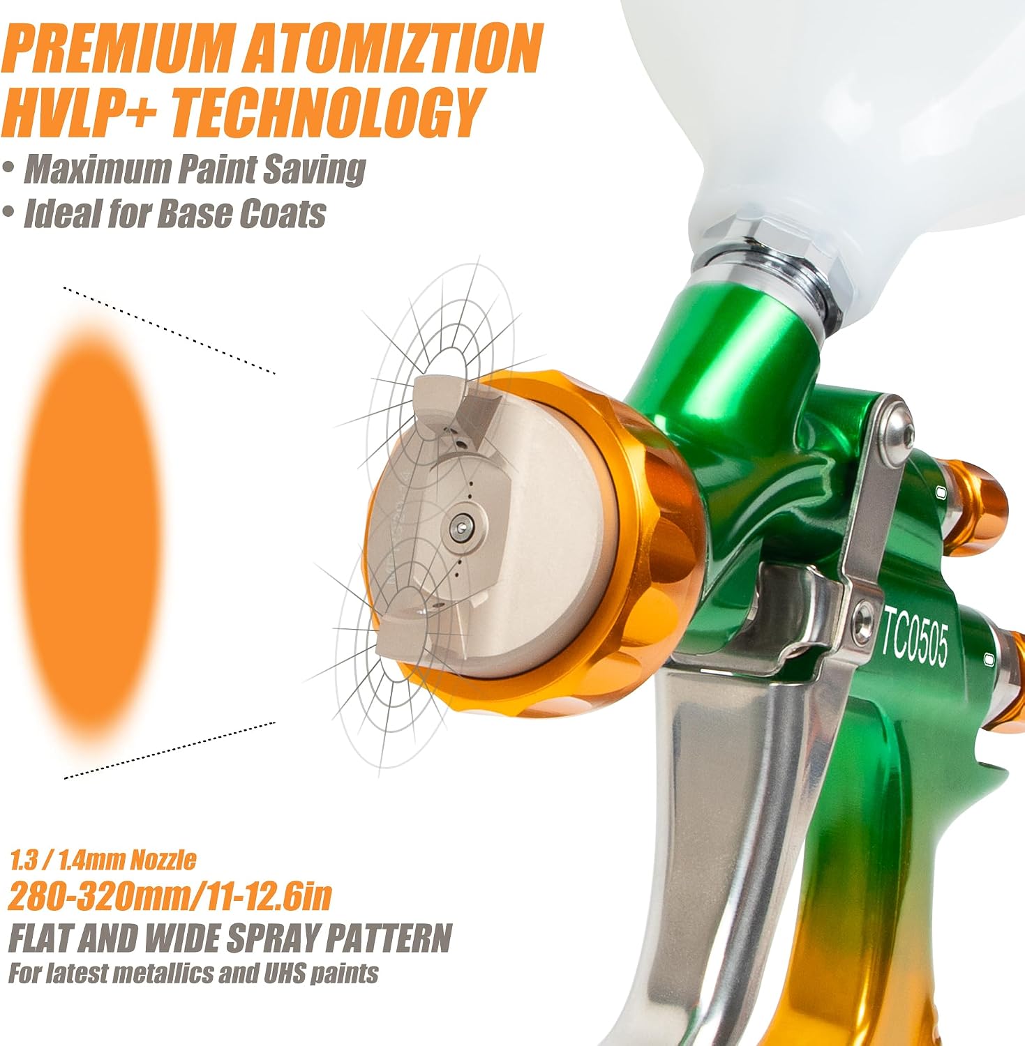 Detalle 2 de BEETRO HVLP Professional Gravity Feed Air Spray Gun