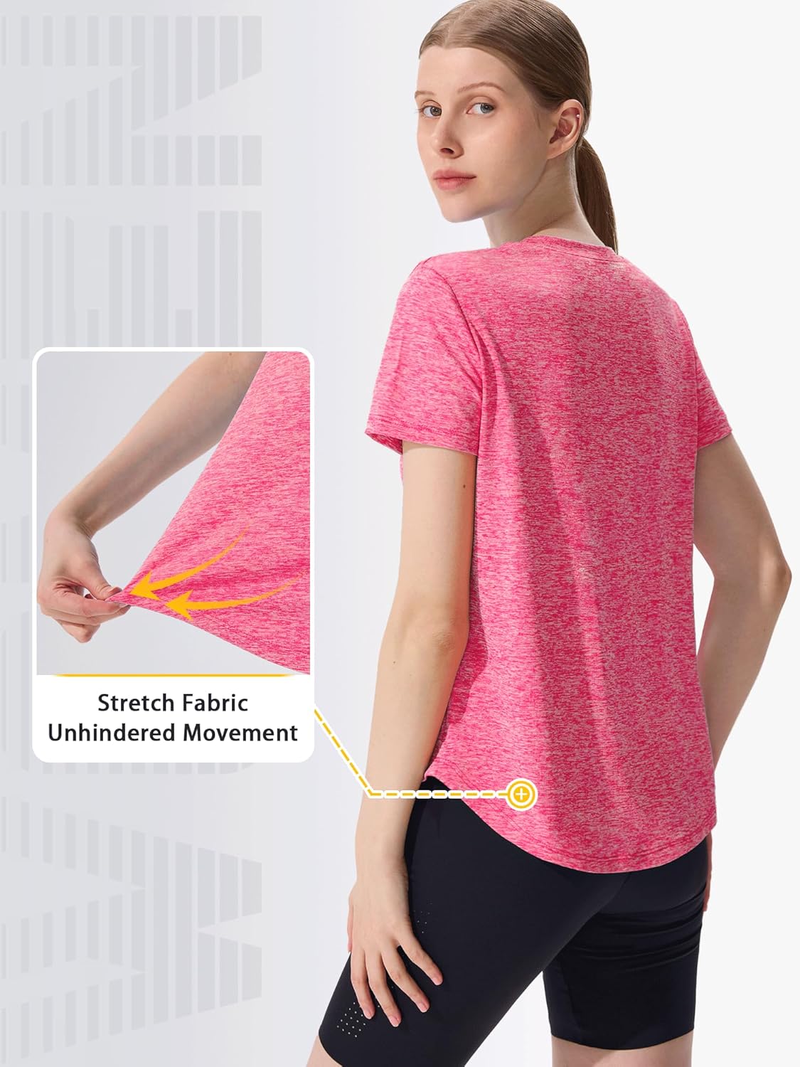 Thumbnail 3 de Sportshirt Damen Kurzarm V-Ausschnitt UPF 50+ – 5er-Pack, atmungsaktiv und flexibel