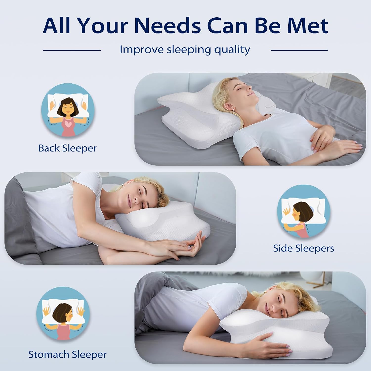 Thumbnail 3 de HOMCA PL12 Ergonomic Cervical Pillow, Memory Foam, Standard Size