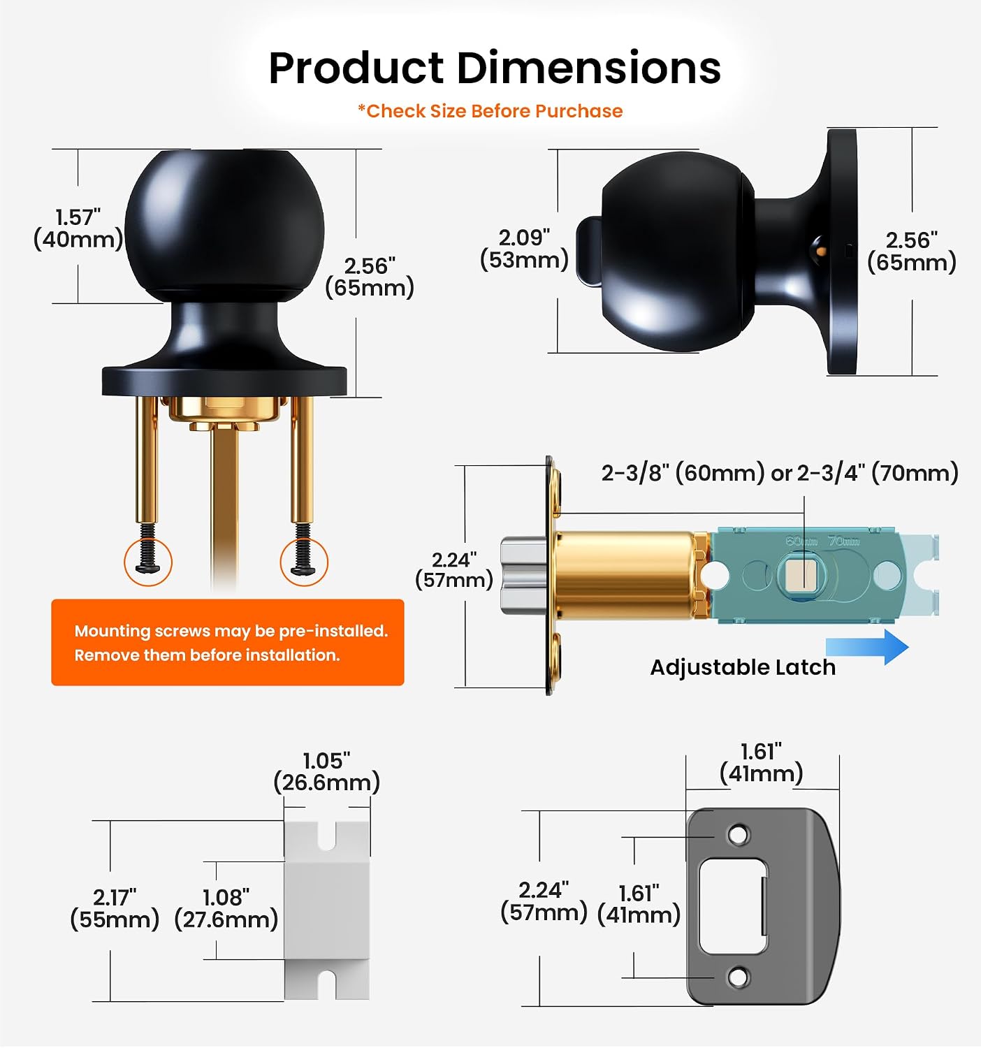 Thumbnail 6 de Veise Privacy Door Knobs, 2-Pack