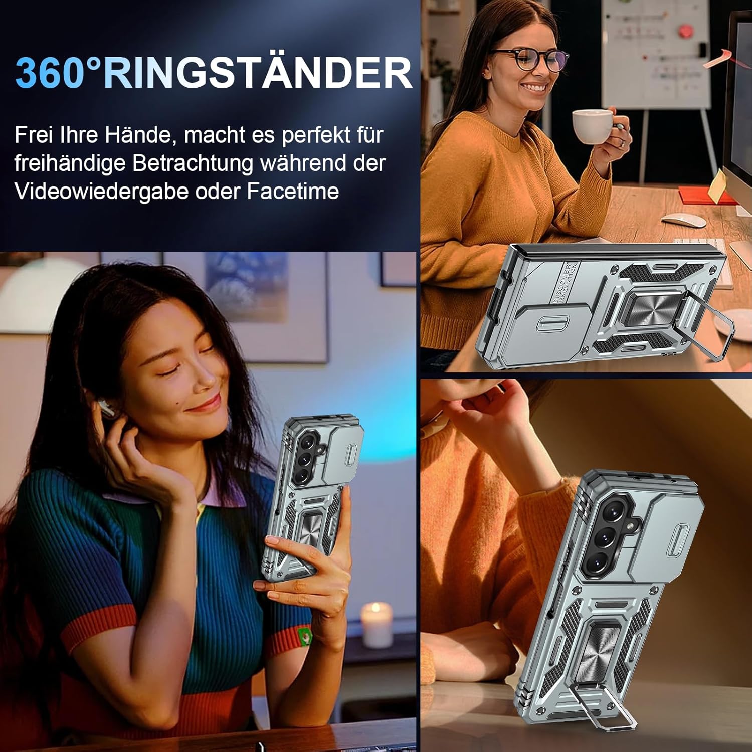 Thumbnail 6 de Vanki Handyhülle für Samsung Galaxy Z Fold 7 – 360° Drehbarer Metallring Ständer, Kameraschutz & Stoßfest