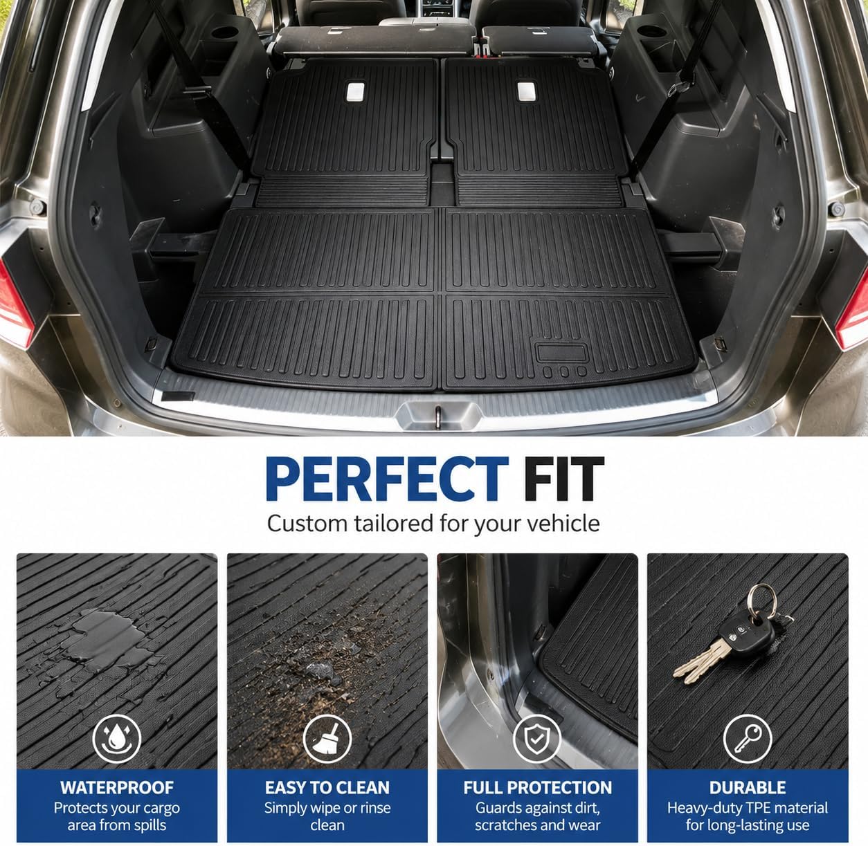 Thumbnail 6 de AUTOPALS Floor Mats & 2-in-1 Cargo Mat for 2018–2026 VW Atlas 6-Seat