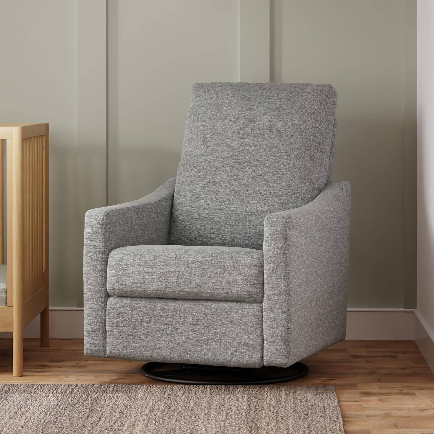 DaVinci Jonah Swivel Glider Recliner, Frost Grey Polyester, Manual Recline