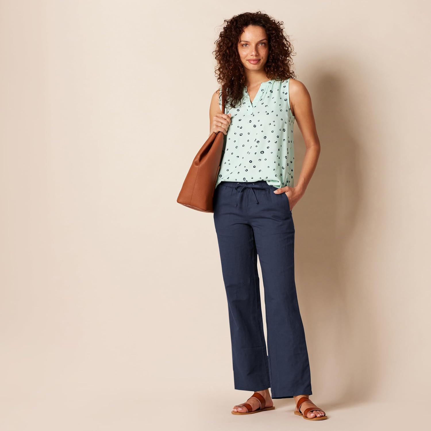 Thumbnail 5 de Amazon Essentials Women's Pull On Linen Blend Drawstring Relaxed Fit Wide Leg Pant