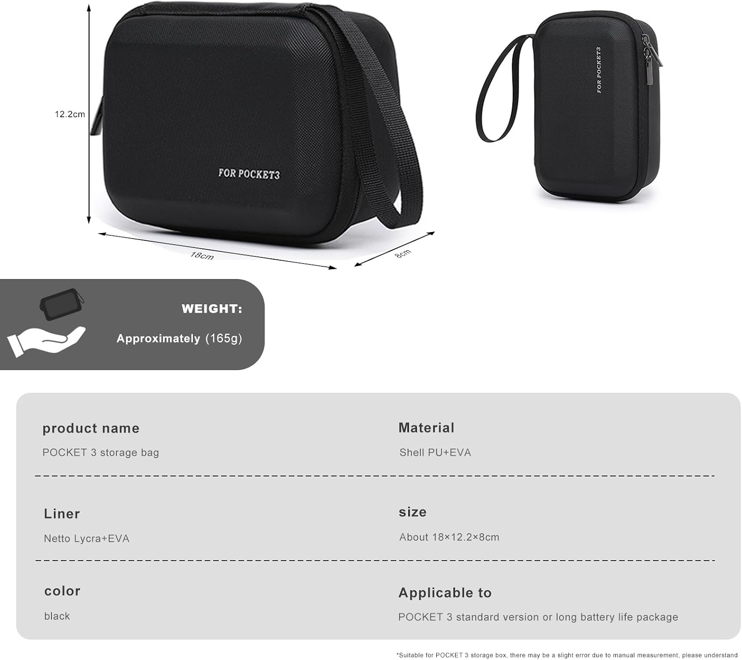 Thumbnail 6 de FiTSTILL Black Medium Carrying & Protective Hard Shell Case for DJI Osmo Pocket 3 (Case Only)