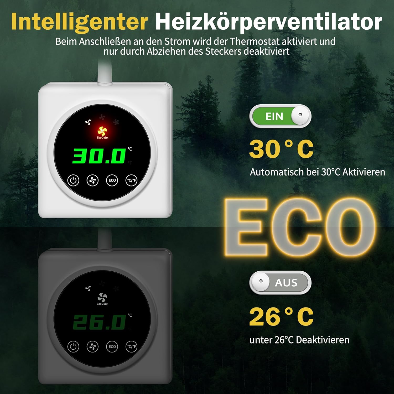 Detalle 2 de ecoCalm Heizkörperventilator Duo-Set, 10 Lüfter
