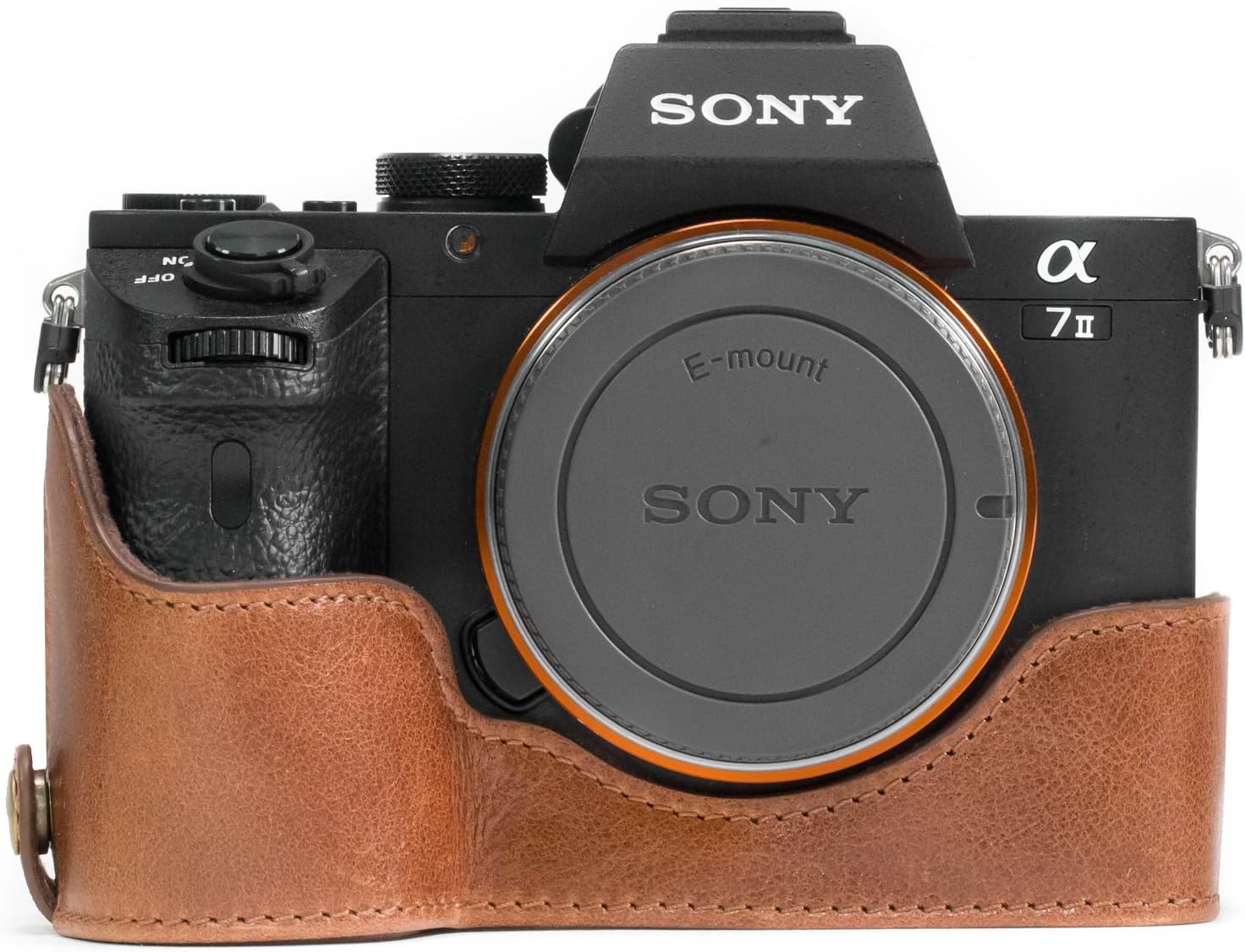 Detalle 2 de MegaGear MG1130 Echtleder Halbtasche für Sony Alpha A7-Serie (Dunkelbraun)