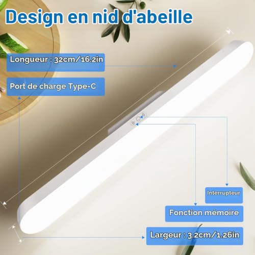 Thumbnail 4 de Ockwred Lampe LED rechargeable 32 cm avec capteur mémoire et fixation magnétique