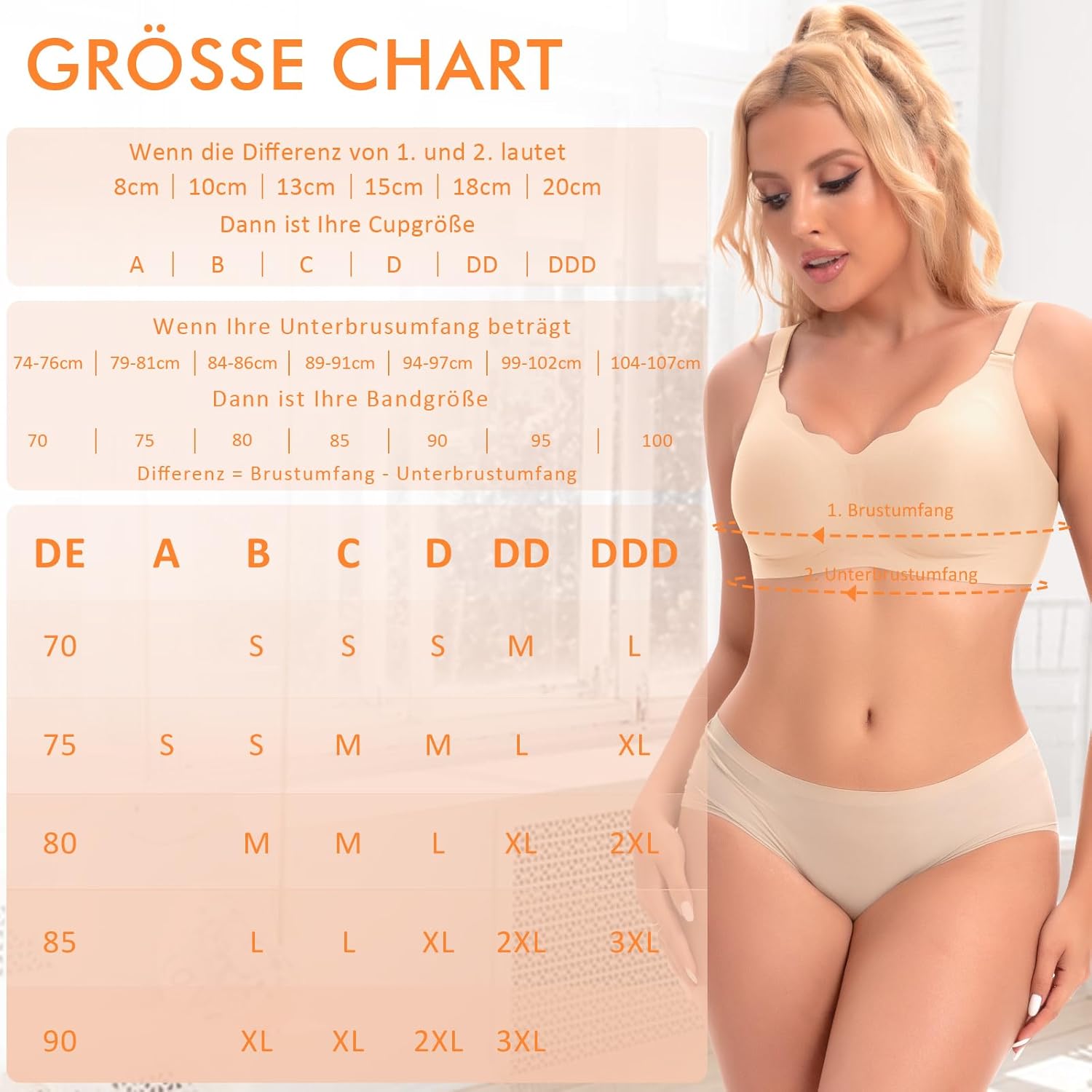 Thumbnail 5 de Ganado Damen Nahtloser BH Ohne Bügel mit Tiefem V-Ausschnitt – Bralette, Bügellos, weiche Ränder