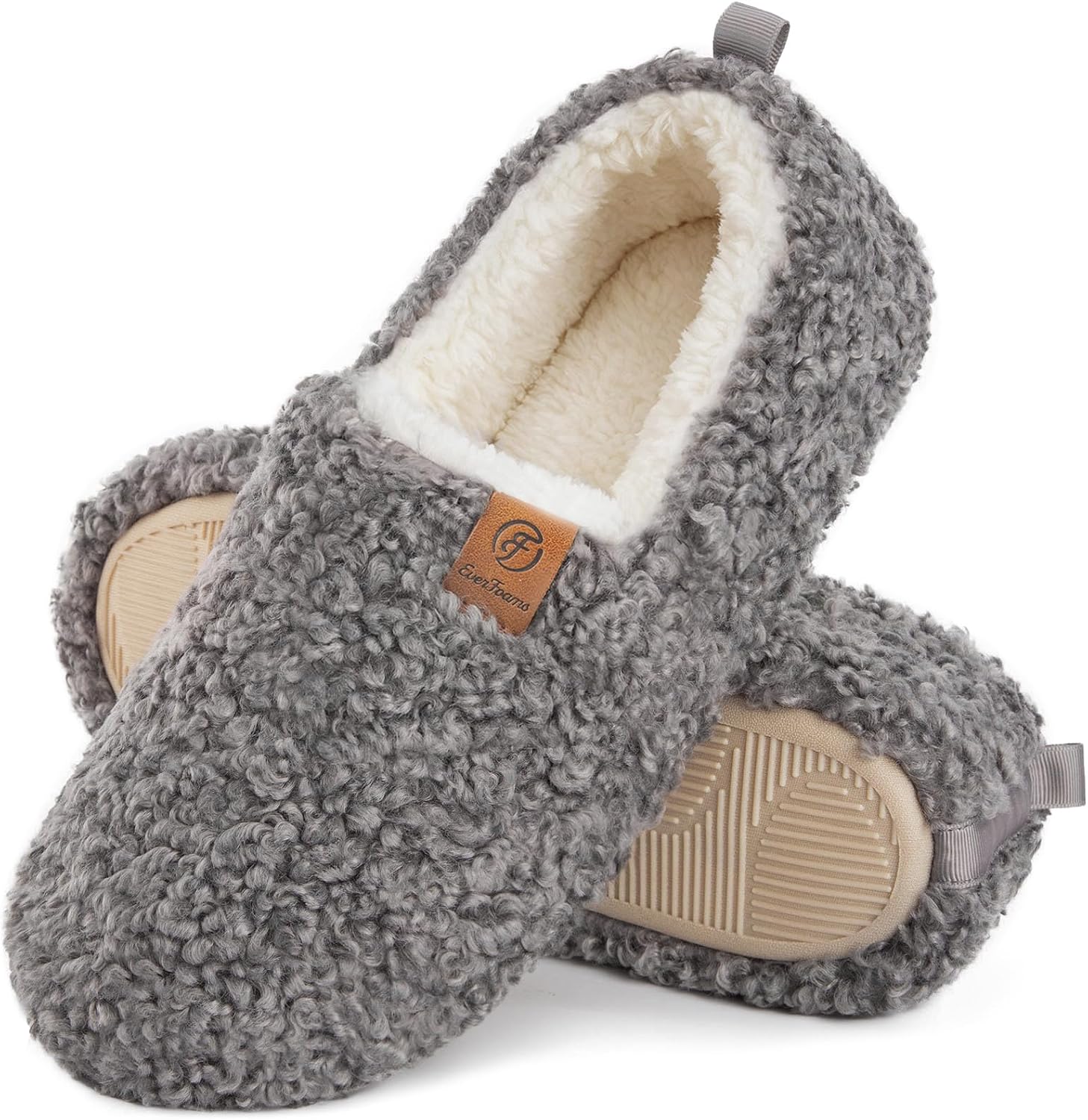Detalle de EverFoams Women’s Soft Curly Slippers with Memory Foam, Fleece Lining and Non-Slip Sole