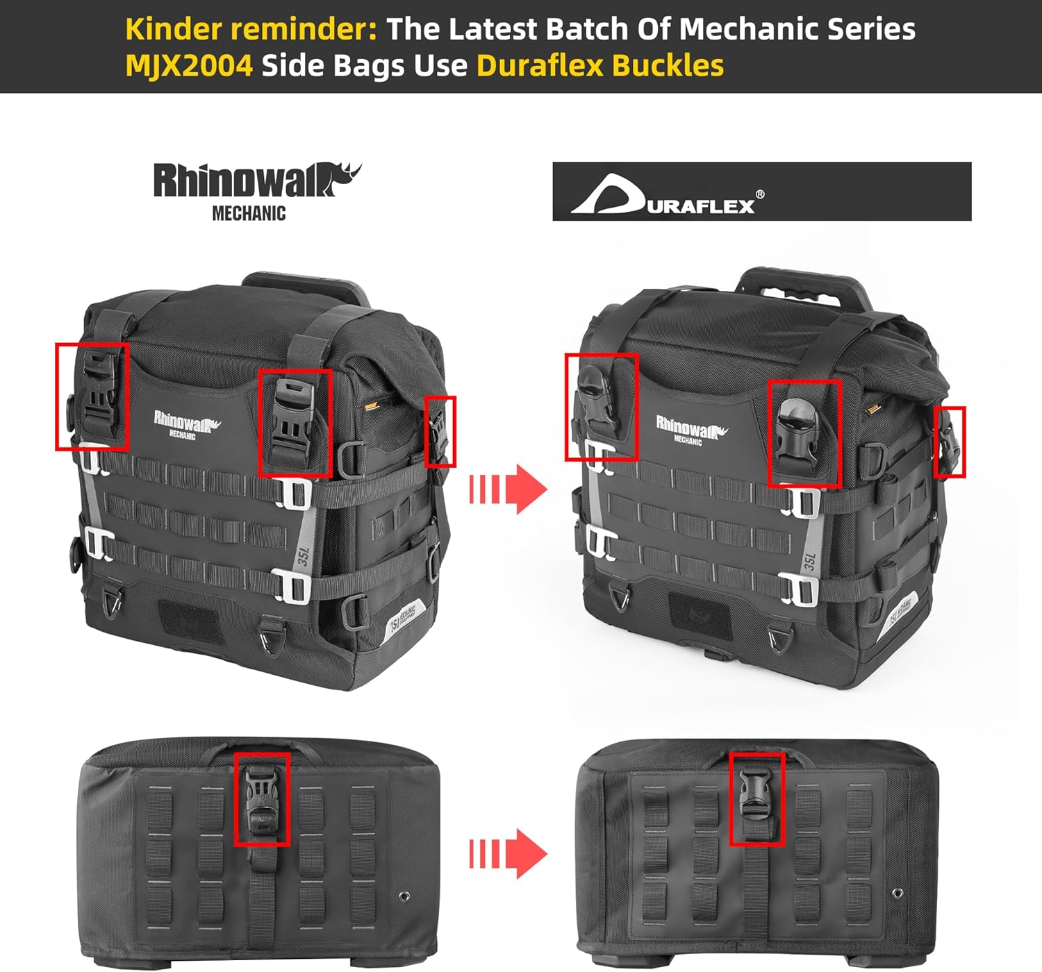 Detalle 2 de Rhinowalk 35L Waterproof Motorcycle Saddle Bag with MOLLE System