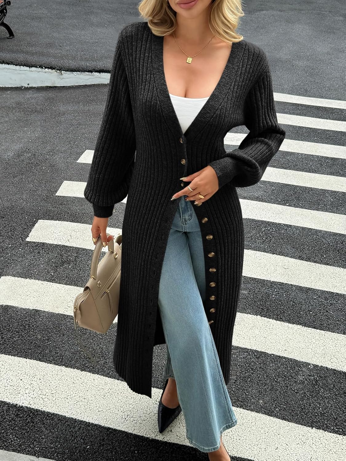 Thumbnail 2 de Saodimallsu Long Chunky Knit Cardigan Dress