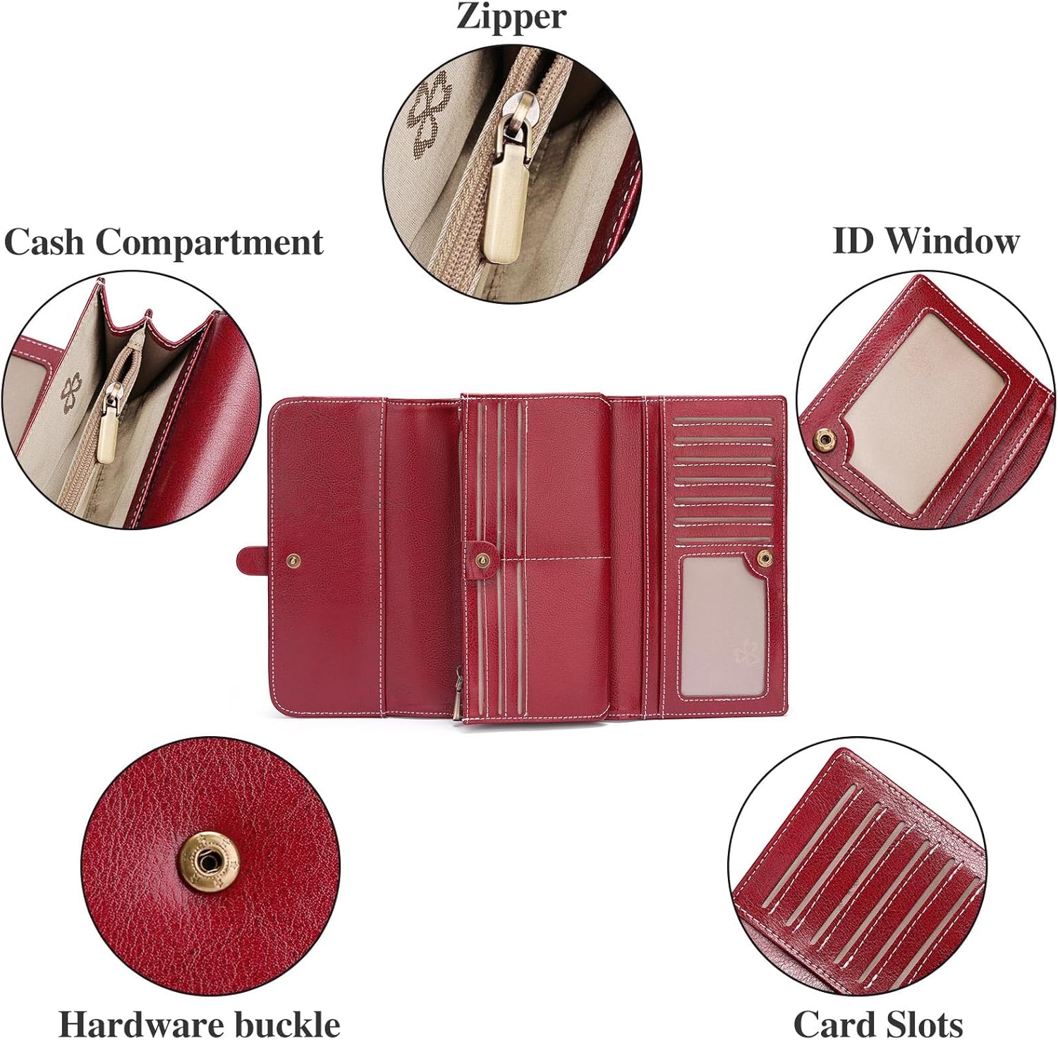 Thumbnail 2 de SENDEFN RFID Blocking Women’s Purse Wallet with 12 Card Slots and Zipper Compartment