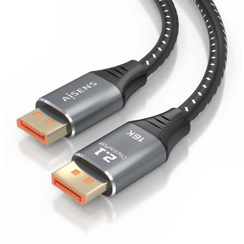 Detalle 2 de Cable AISENS DisplayPort V2.1 16K 80Gbps 2.0m DP Macho-Macho Ultra Alta Frecuencia