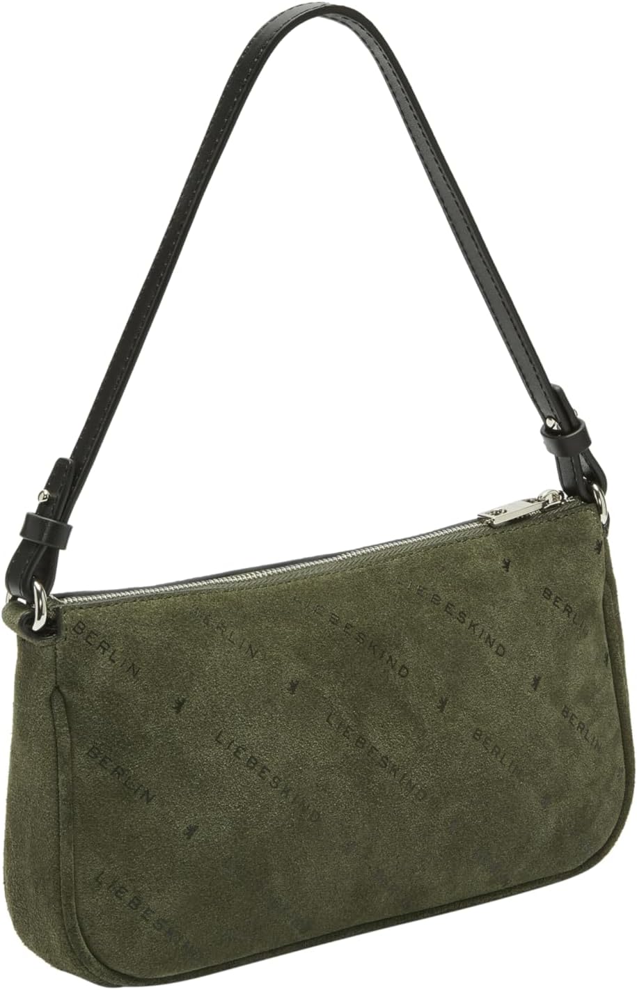 Detalle de LIEBESKIND Crossbody S Monogram Suede Crossbody – kompakte Ledertasche mit Monogramm-Logo
