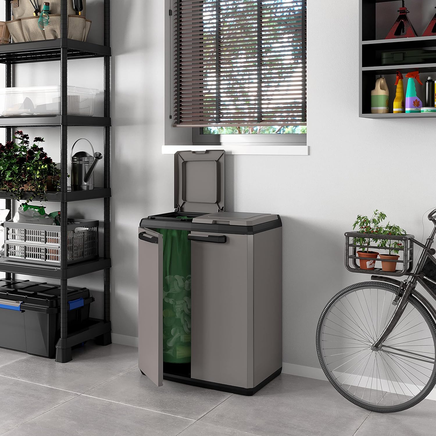 Detalle 2 de KETER Poubelles de tri BASIC 68x39x85 Gris