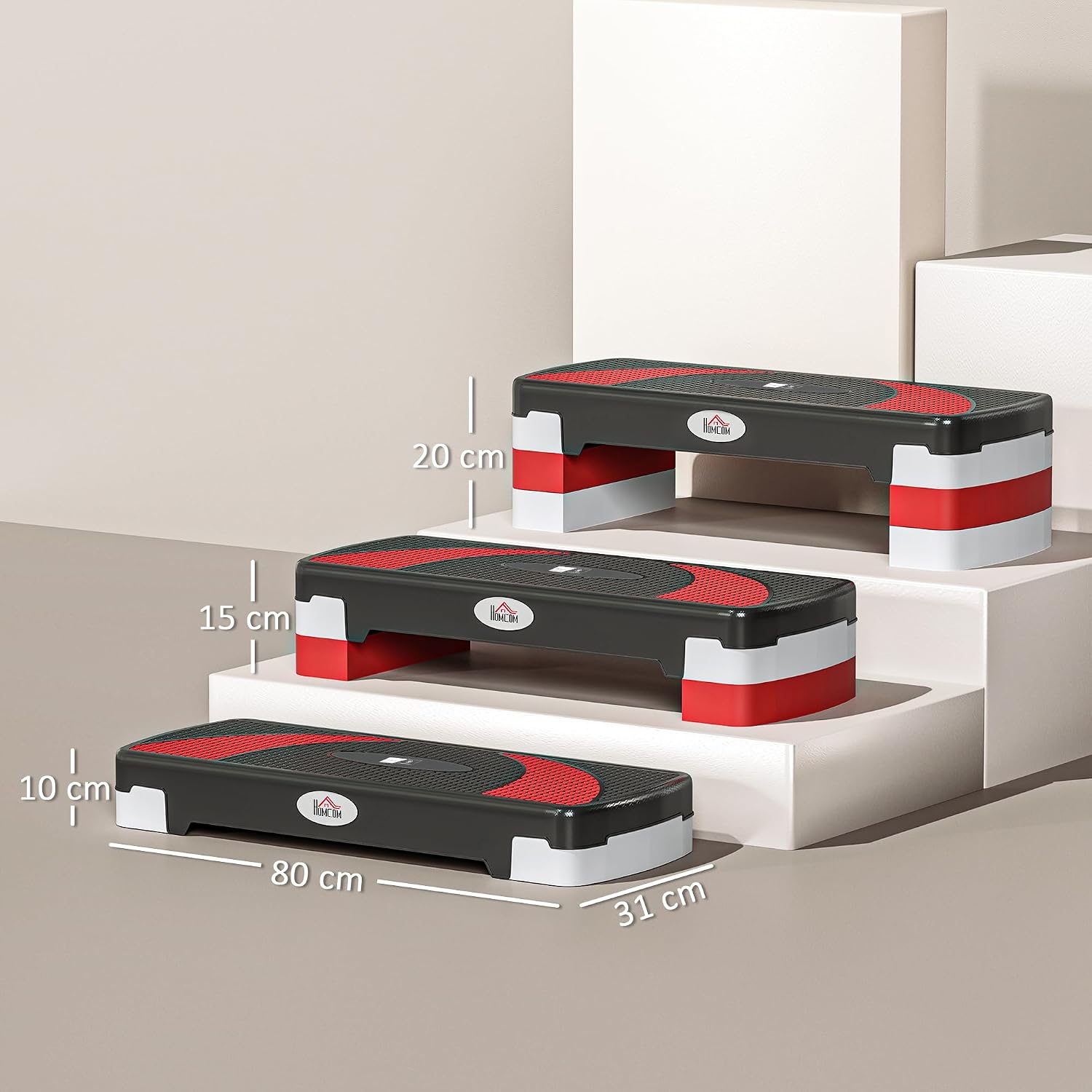 Thumbnail 6 de HOMCOM A90-077V60BK aerobic stepper met antislipvlak, 3 hoogtes
