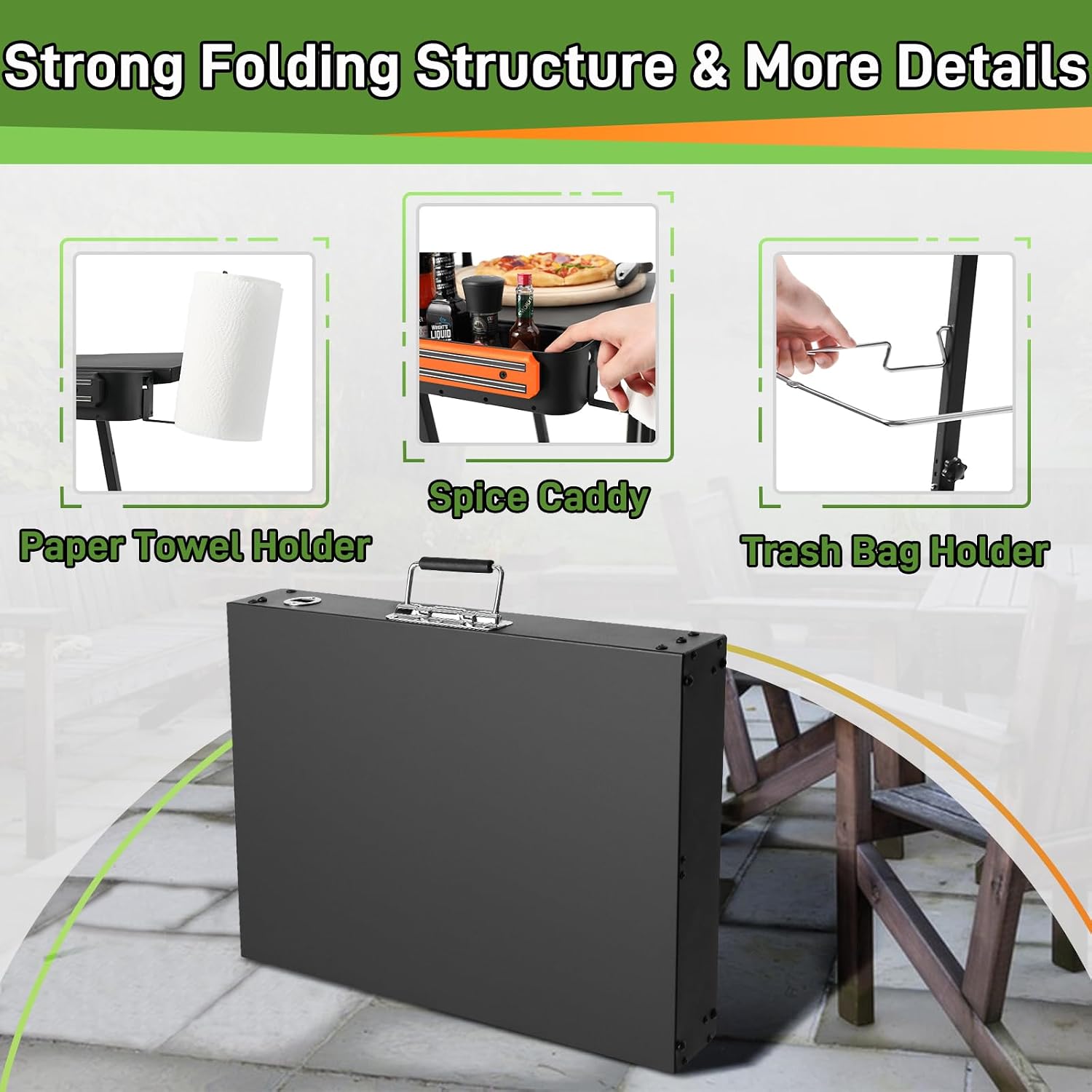 Detalle de AOKEMAi Grill Table-CA Folding Grill Stand with Adjustable Legs