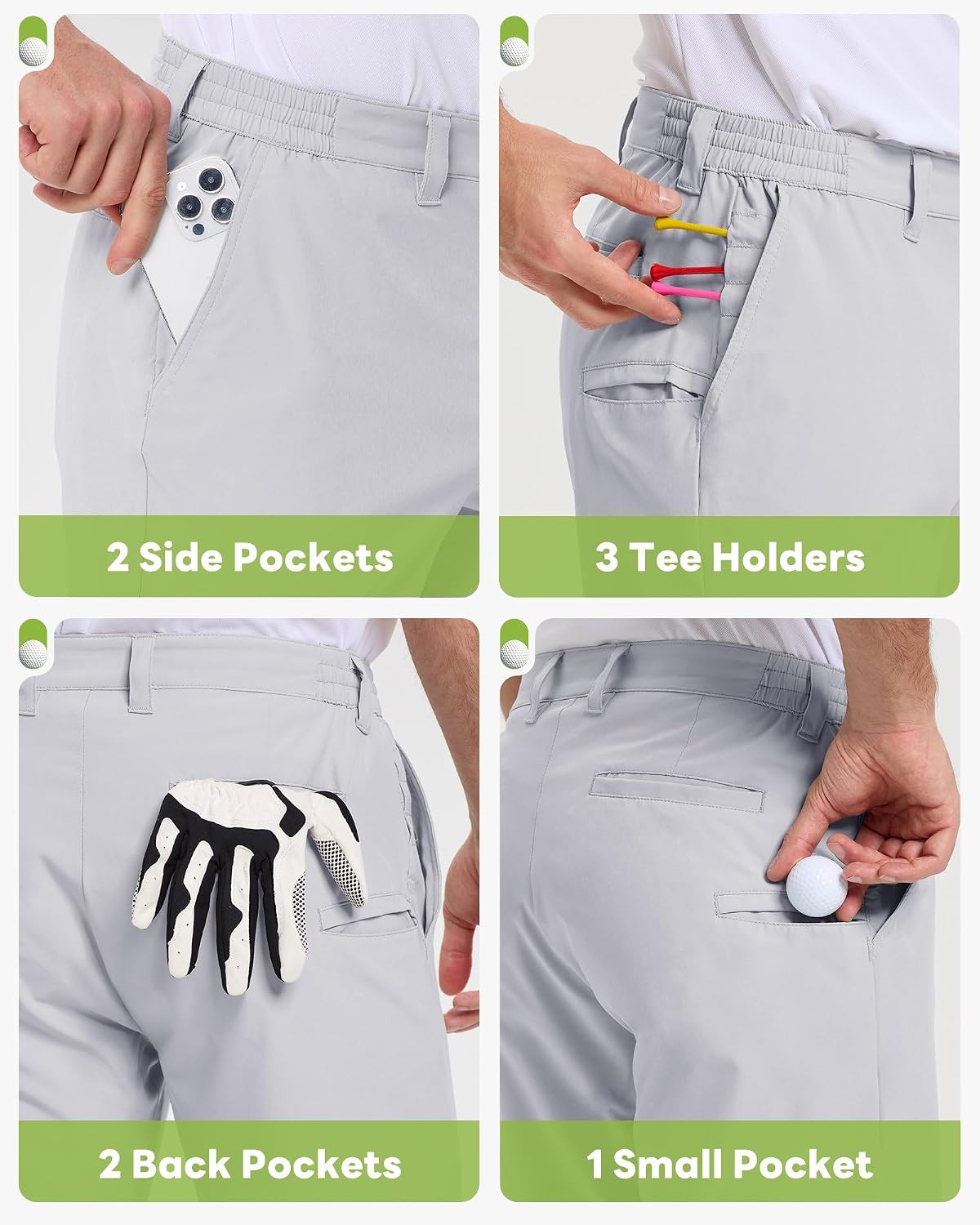 Detalle de Outdoor Ventures Men's Golf Shorts 9" UPF 50+ Bermuda Shorts with 4-Way Stretch