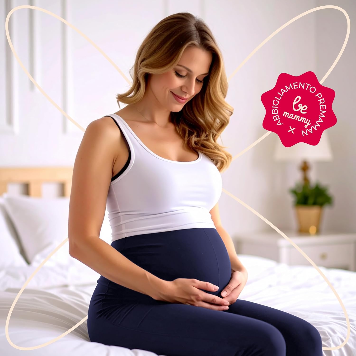 Detalle 2 de Be Mammy Leggings premaman lunghi a vita alta BE20-230