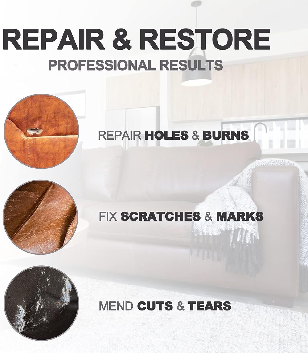 Detalle de BUDOCI Leder Reparatur Set Schwarz – Flüssigleder für Kratzer und Risse an Kunstleder, Vinyl & Co.