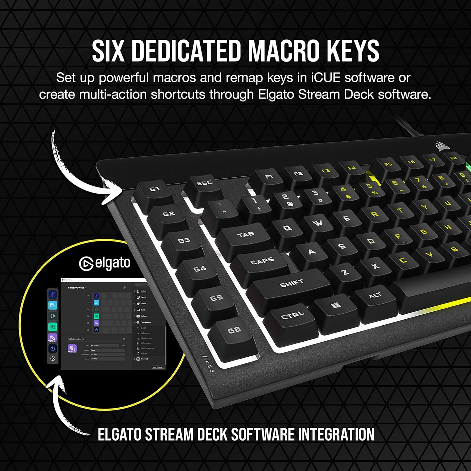 Detalle 2 de Corsair K55 RGB PRO gaming keyboard IP42