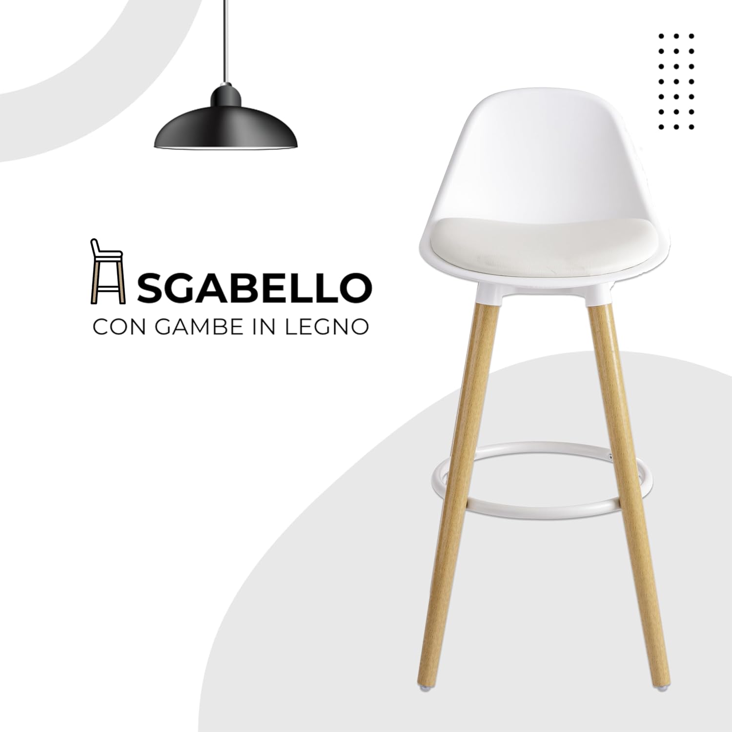 Thumbnail 2 de Baroni Home Set 2 Sgabelli 40x42x92 cm Bianco
