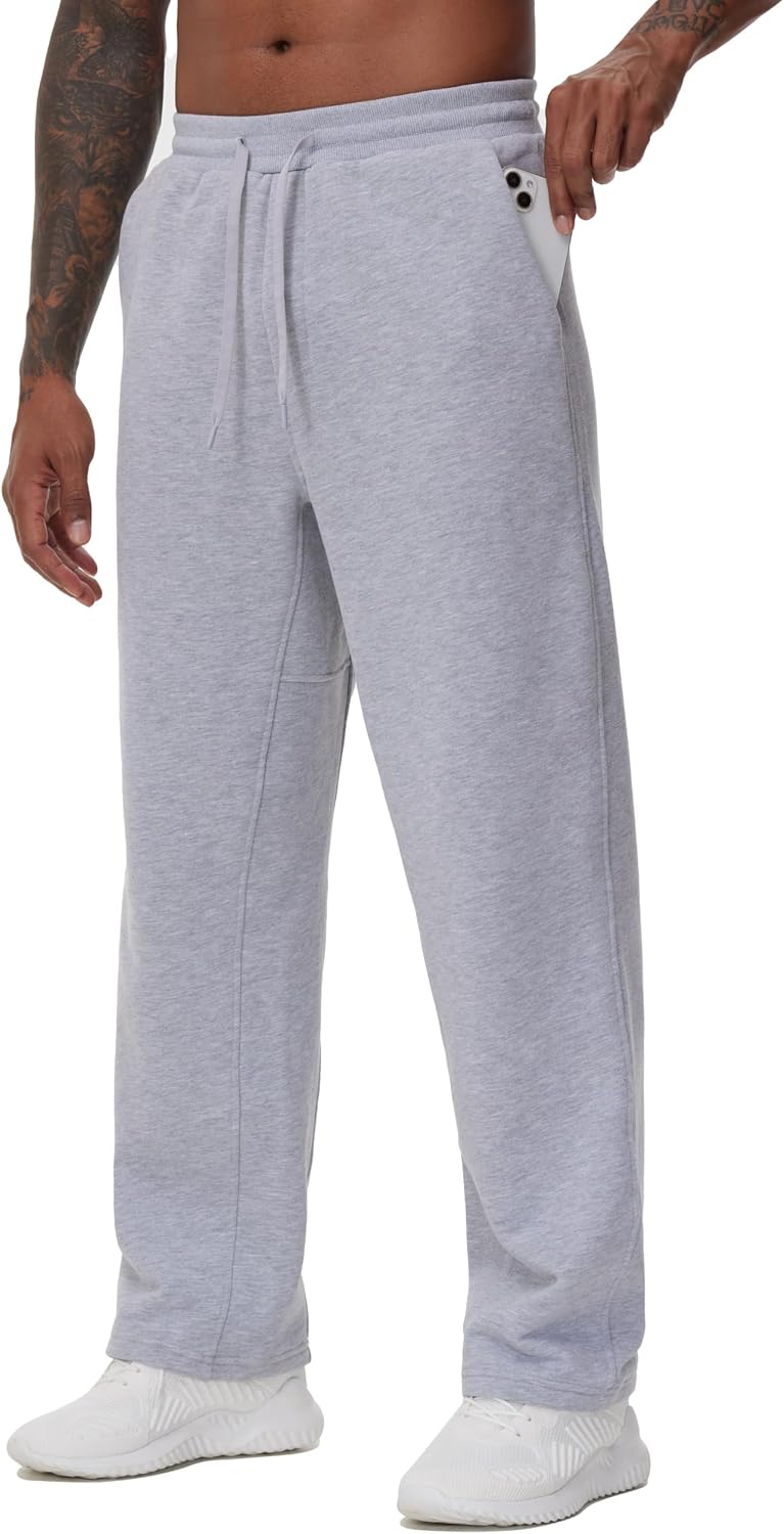 Detalle 2 de Pantaloni sportivi da uomo in pile THE GYM PEOPLE con tasche e coulisse per allenamento e tempo libero