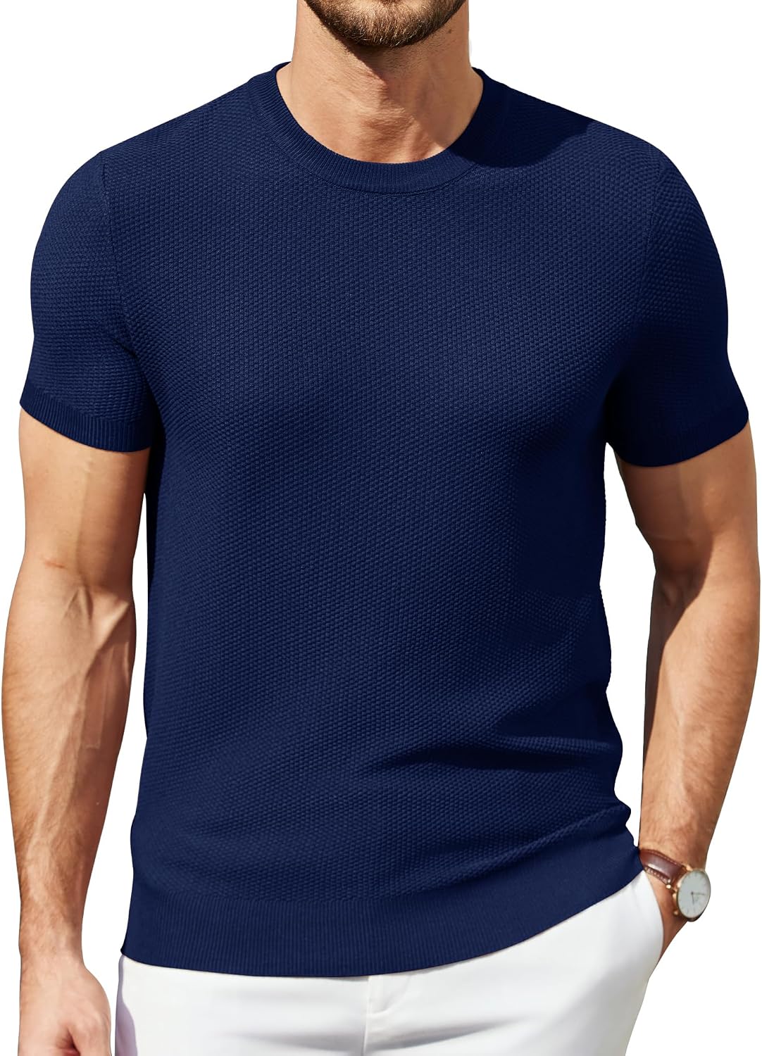 Thumbnail 6 de COOFANDY T-Shirt Homme à Manches Courtes Tricoté – Tee-Shirt Été Standard