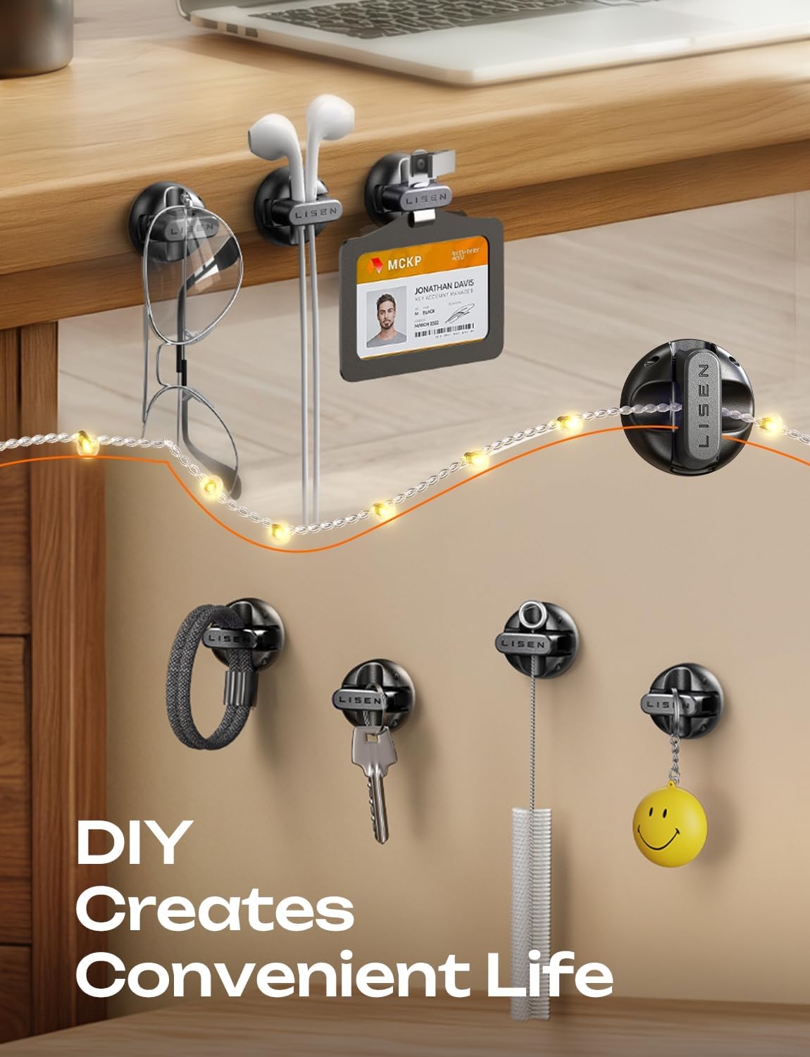 Thumbnail 3 de LISEN Magnetic Cable Clips 7.5 mm 8-pack