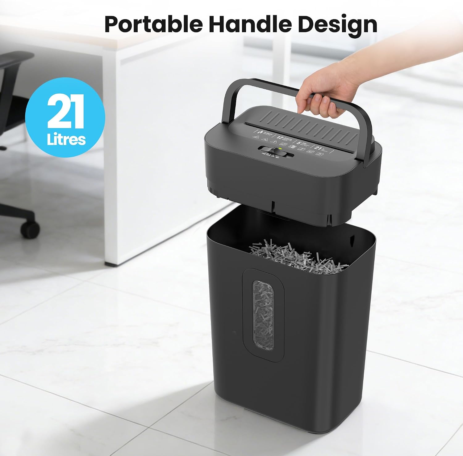 Detalle 2 de Locksworth AZ1695VC Cross-Cut Paper Shredder, 12-Sheet, P-4, 5.55-Gallon