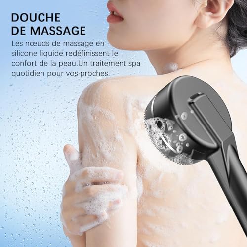 Thumbnail 5 de Pommeau de douche anti calcaire Arbudspro – Haute Pression avec 3 filtres, tuyau 1,5 m et support, Gris