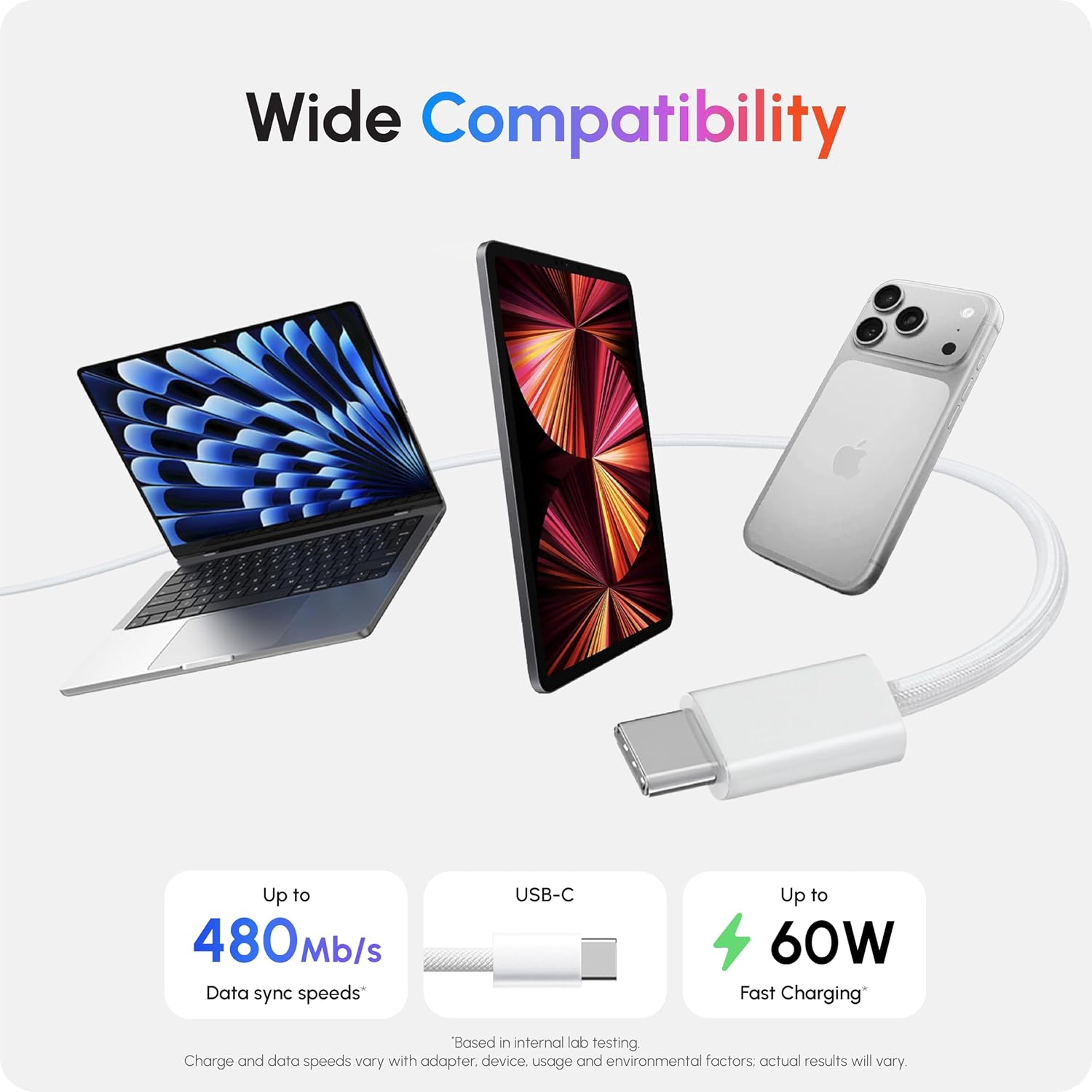 Thumbnail 2 de HIROTO 2-Pack 2m USB-C to USB-C Fast Charging Cable – 60W PD, Nylon Braided