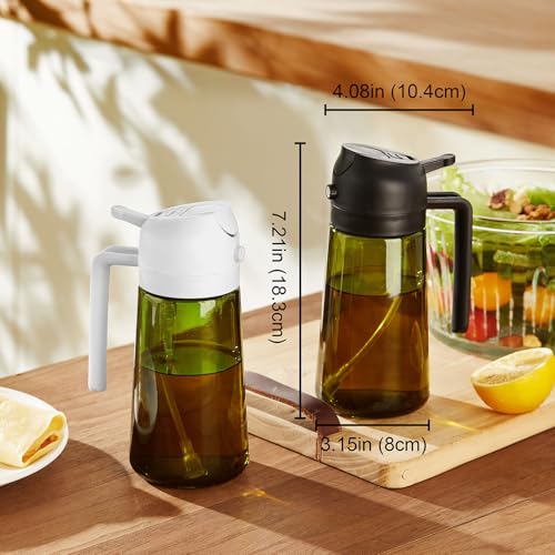 Detalle de TrendPlain Spruzzino Olio per Friggitrice ad Aria 470 ml – Oliera Spray 2 in 1, Nero