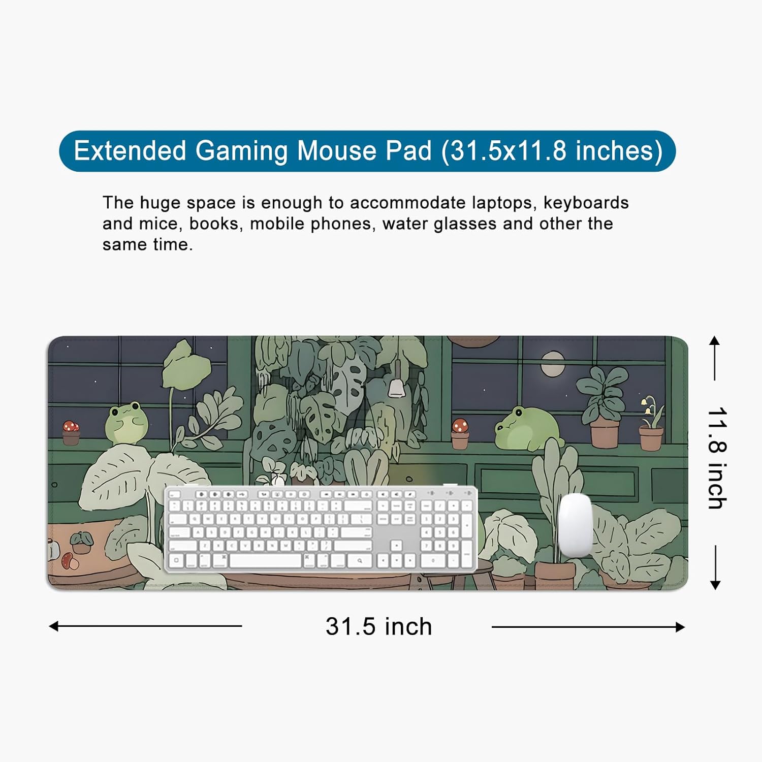 Detalle de WYDUCVI Green Frog XL Desk Pad – Large 80x30 cm Gaming Mouse Mat