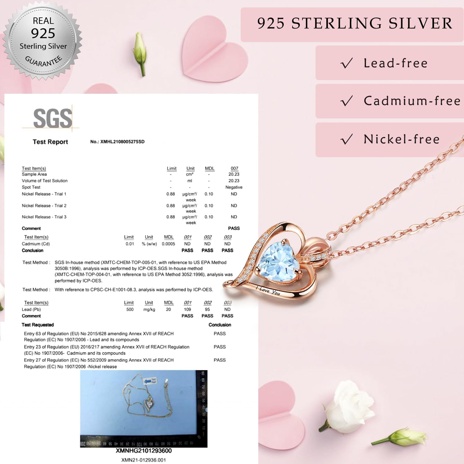 Detalle 2 de LAVUMO collier en argent 925, cœur infini