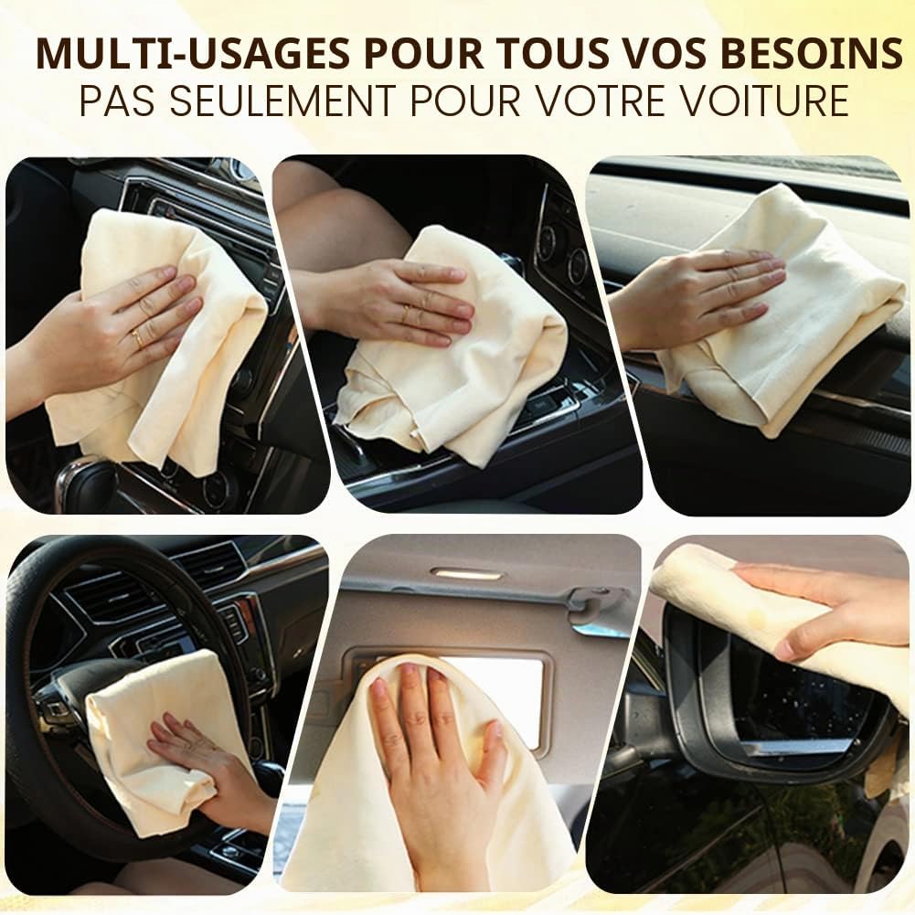 Thumbnail 4 de Airlab Peau de Chamois Voiture XXL 90x60 cm – Cuir Naturel Véritable, Absorption Sans Trace et Douceur Sans Rayures