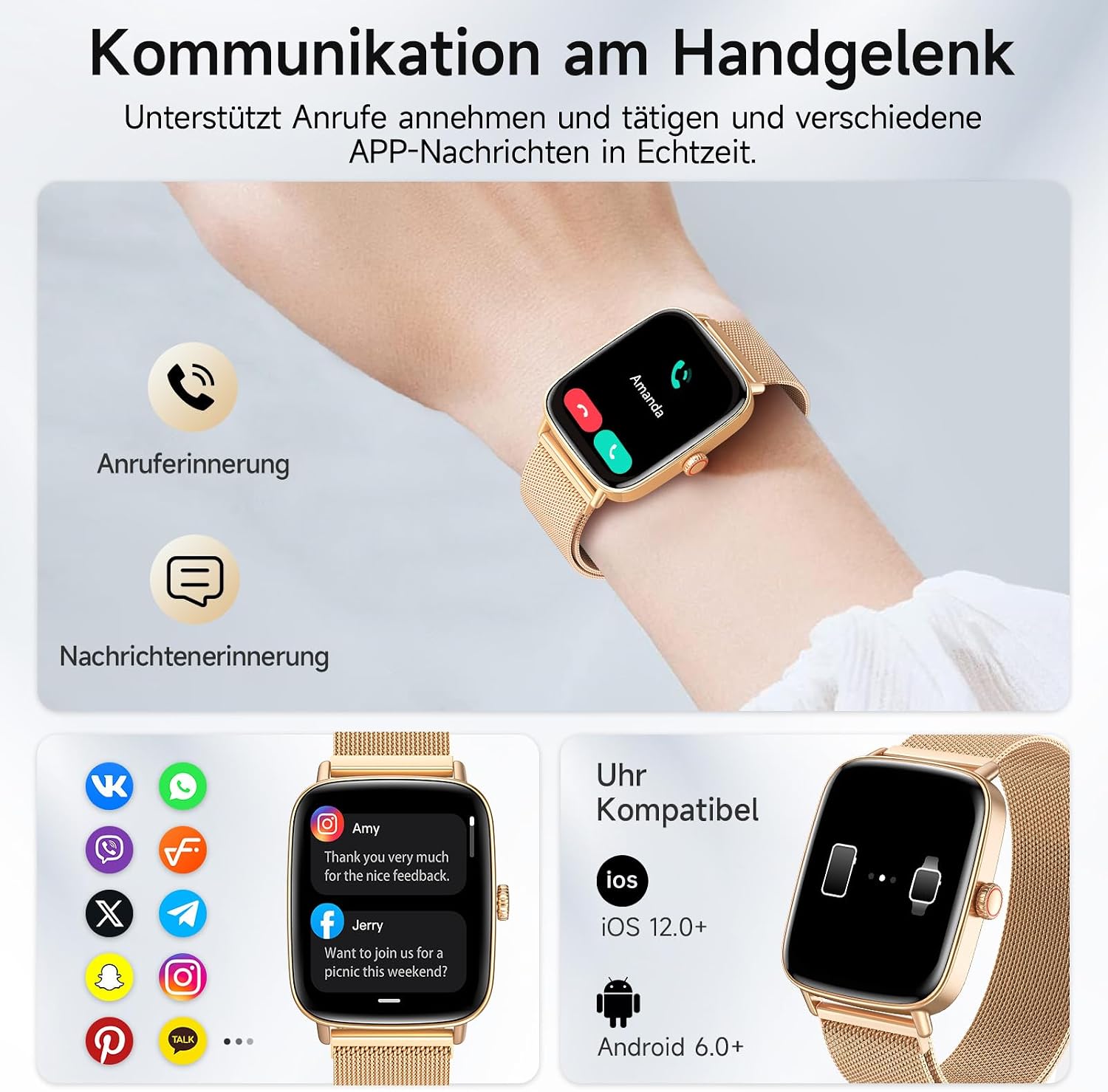 Detalle 2 de aeac Smartwatch Damen 1,85" HD