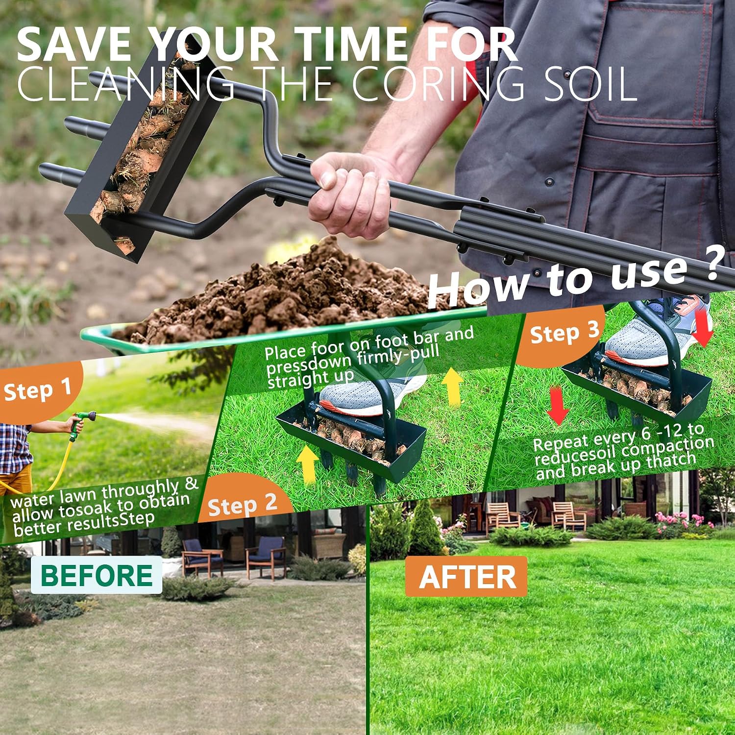 Thumbnail 5 de EEIEER Lawn Aerator Hollow Tine 3kg