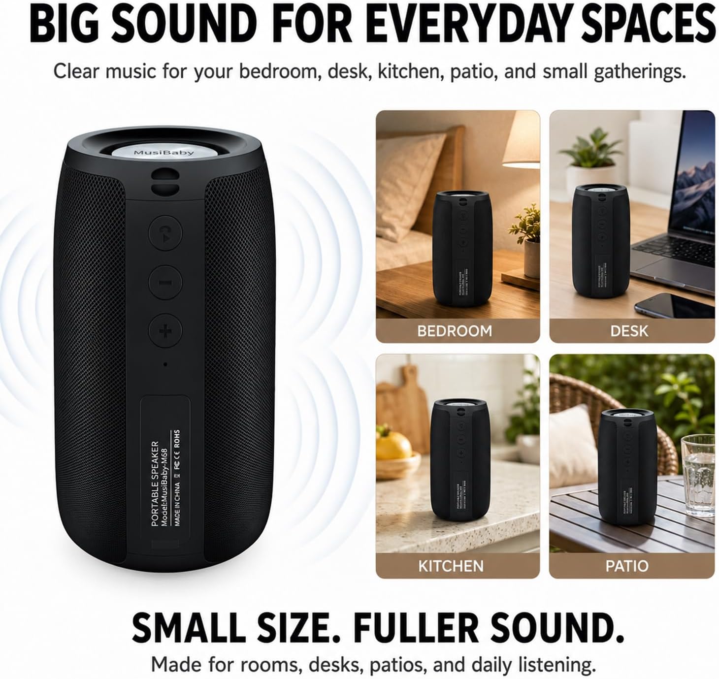Detalle 2 de MusiBaby M68 Portable Bluetooth Speaker 24H