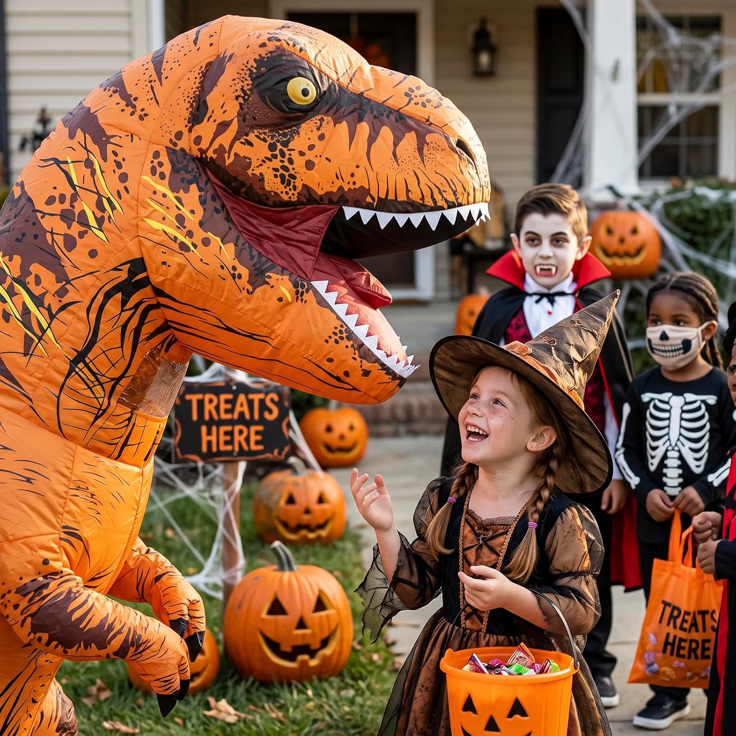 Detalle 1 de Rysotowy Inflatable T-Rex Dinosaur Costume for Adults with Clear Viewing Window