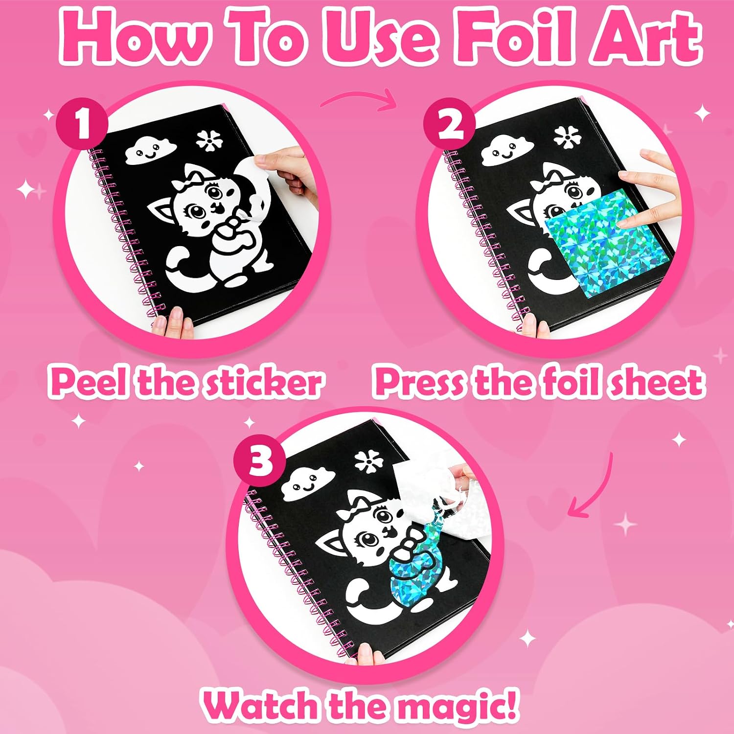 Detalle de FUNNYB&G Foil Art – Kreatives Reisespielzeug & Bastelset für Kinder (Katze)