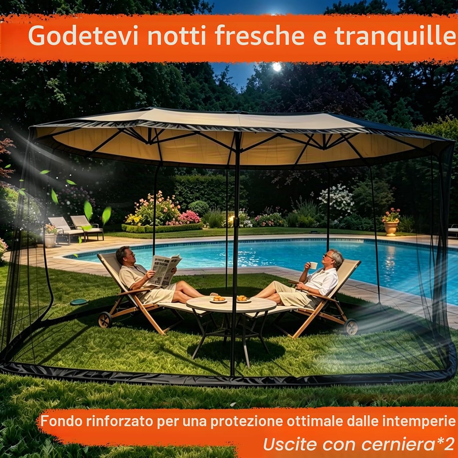 Detalle de Zanzariera per gazebo 3x3 m – rete esterna resistente e stabile, nero