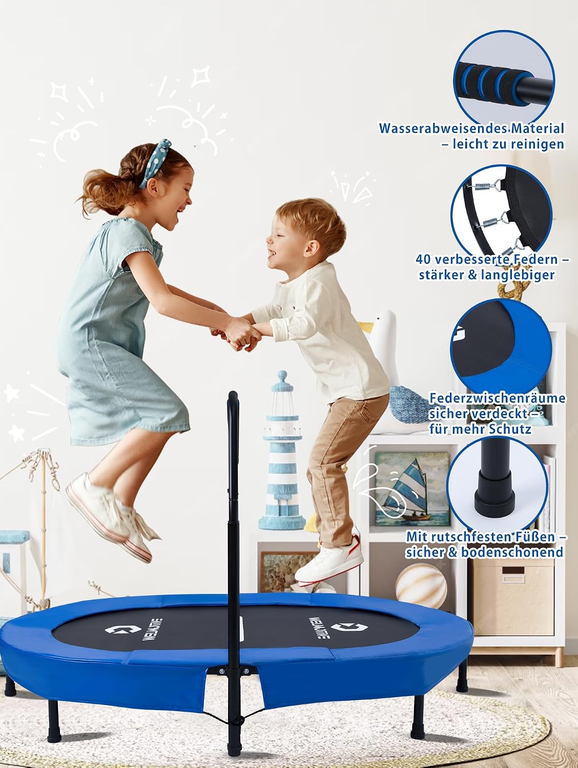 Thumbnail 1 de Welmotive Ovales Indoor Trampolin 92×142 cm