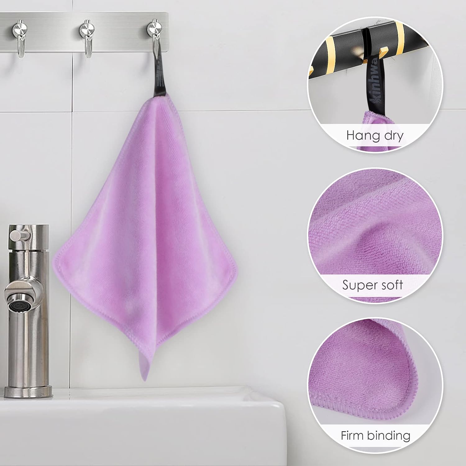Detalle de KinHwa Frottee-Waschlappen (6er-Set) zum Abschminken – grau, waschbar & fusselfrei