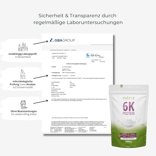 Detalle de Nutri + Protein Pulver Neutral 1 kg – 80% Eiweiß, zuckerfrei, fettfrei – Backprotein, ungesüßt, natürlich