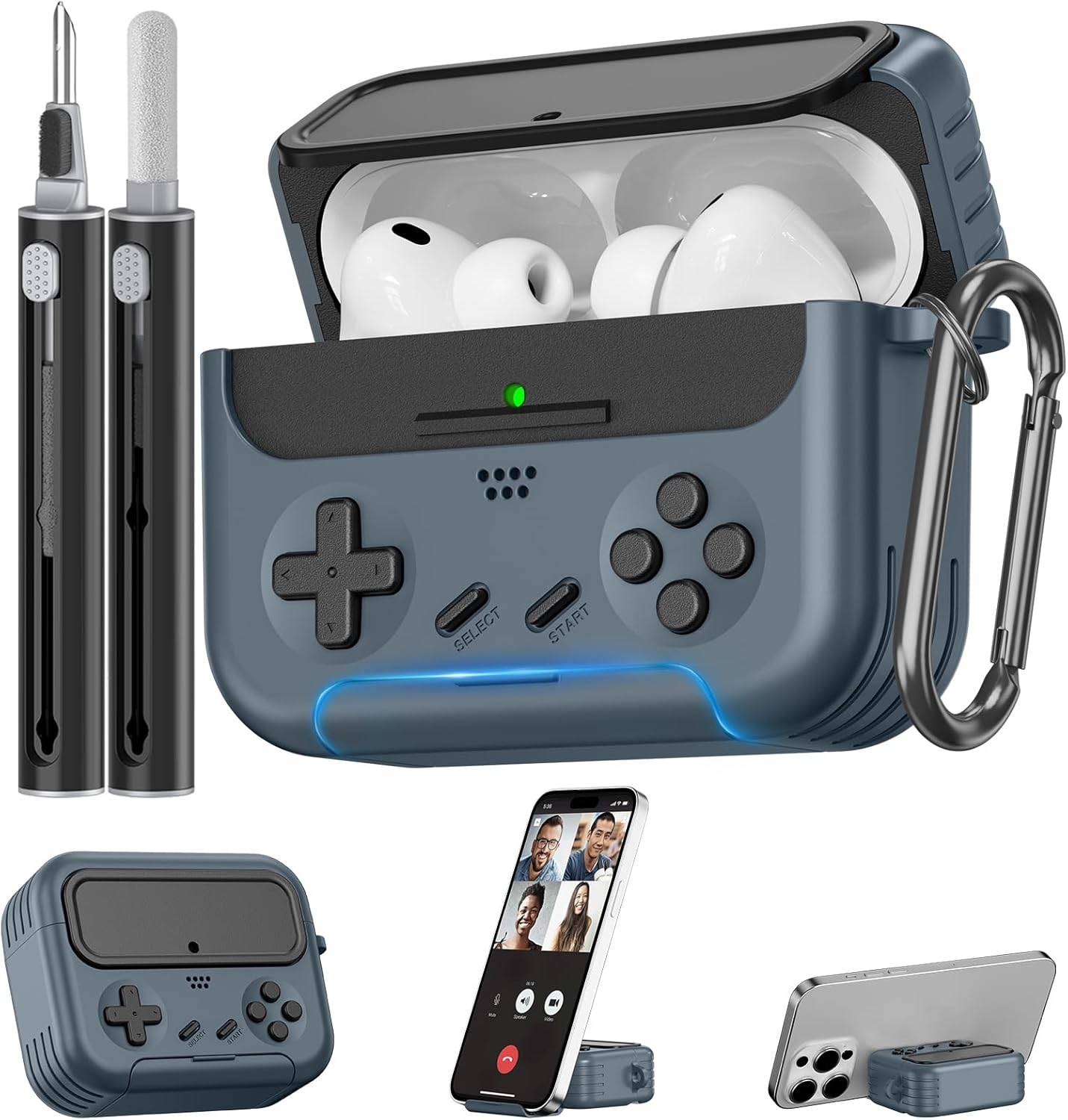 Inesore AirPods Pro 3 Case Cover (2025) with Cleaner Kit and Safety Lock – Classic Game Console Design, Black