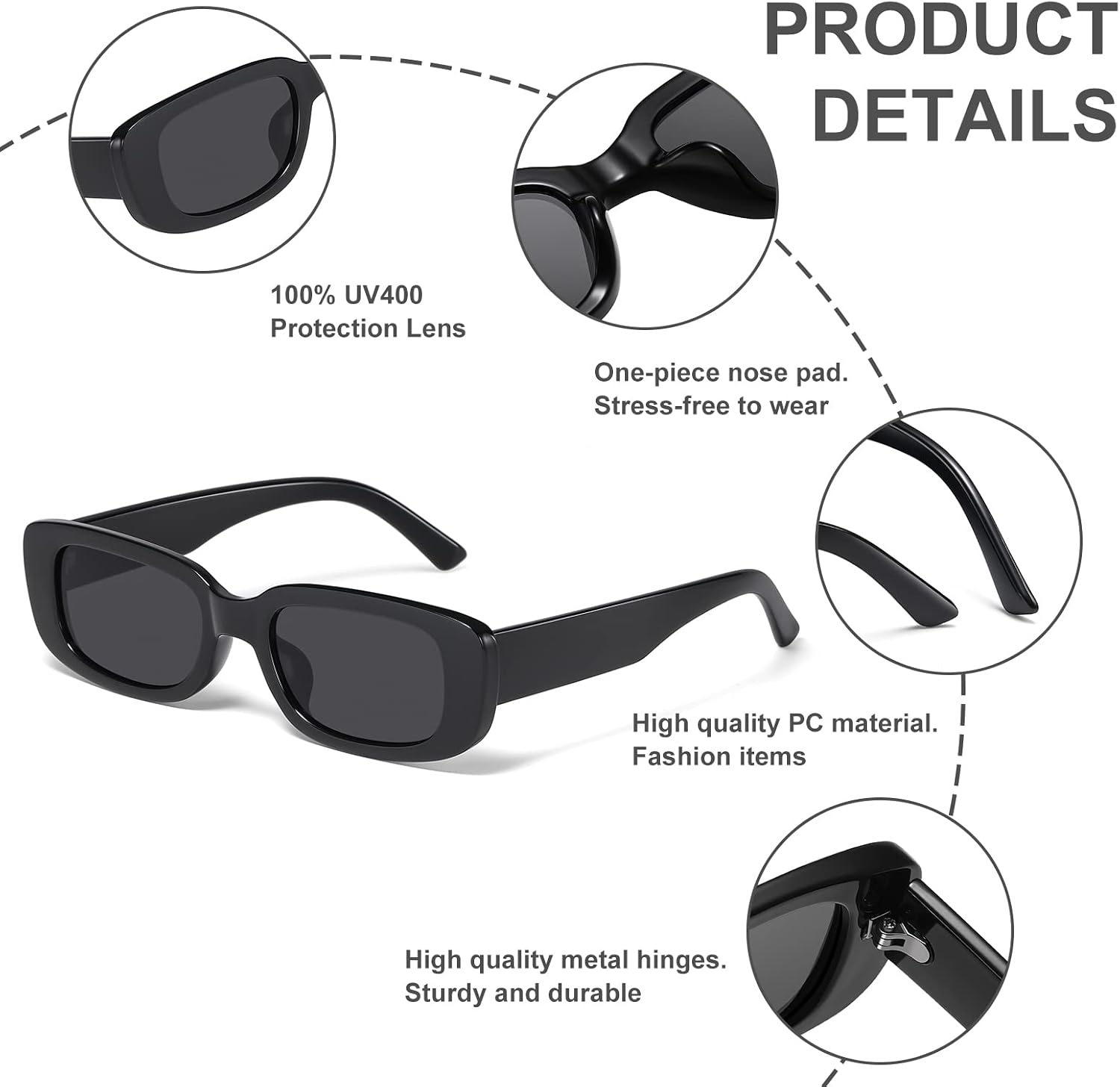 Detalle de JASPIN Rectangle Sunglasses with PC Material