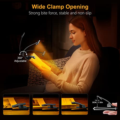 Detalle 2 de Gritin 19 LED Luce da Lettura a Letto con Clip e Ricarica USB‑C